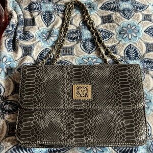 anne klein faux snake pattern leather handbag vintage